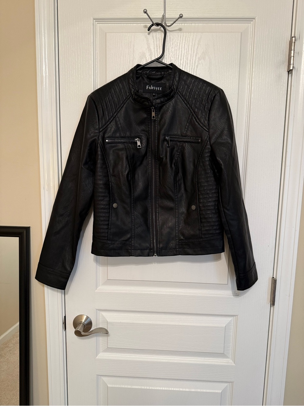 Women’s Black Faux Leather Moto Jacket